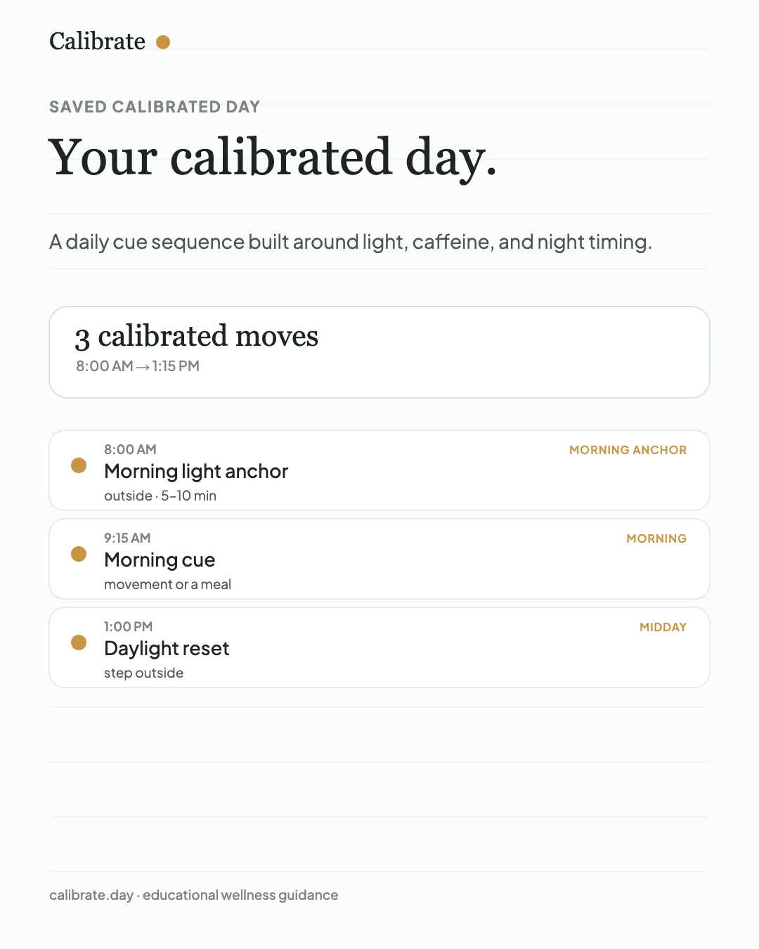 My Calibrated Day